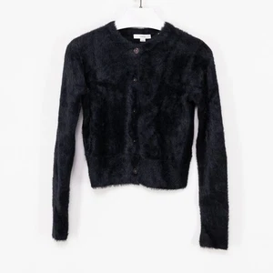 Vince Women Eyelash Fuzzy Knit Cardigan Black Size XS - Picture 1 of 9