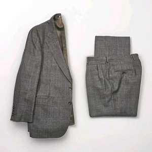 Vtg Chaps Ralph Lauren Suit Mens 42R Prince of Wales Glen Check Wool Pants 34x28 - Picture 1 of 24