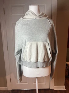 Felpa Aerie 100% cotone pesante con cappuccio cropped taglia XS grigio avorio - Foto 1 di 5