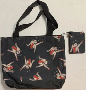 BETTY BOOP 2018 ZIPPERED BLACK TOTE BAG with SMALL ATTACHED ZIPPERED COIN PURSE - Picture 1 of 1