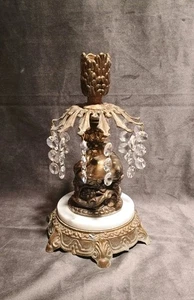 L & L WMC Marmor & Messing & Kristall Cherub baumelnder Kerzenhalter 9" Vintage  - Bild 1 von 14
