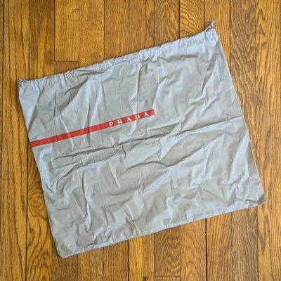 Bolsa de almacenamiento de polvo de vinilo Prada plateada roja logotipo zapato cordón bolso de mano 20" x 17" Foto 1 de 4