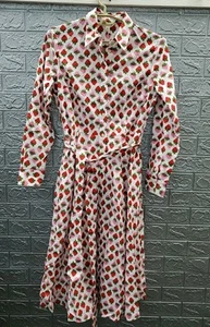 New Boden Amy Cotton Long Sleeve Button Up Midi Dress Ivory/Red Size 8 - Picture 1 of 6