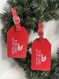 Set di 2 etichette per bagagli da crociera fiume vichingo in pelle rossa - Foto 1 di 8