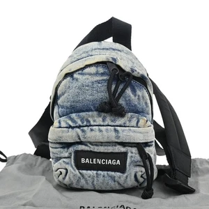 BALENCIAGA Logo Explorer 2Way Mini Shoulder Bag Canvas Denim Blue 38FC150 - Picture 1 of 18