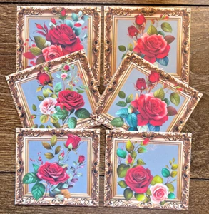 Rose Gold effect Squares Card Toppers Cardmaking Scrapbooking Tags Shabby Chic - Picture 1 of 4