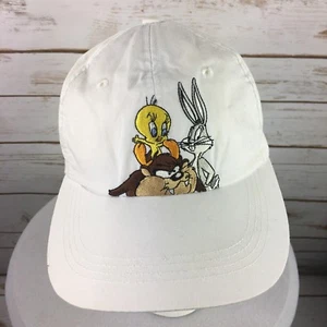  Warner Bros Looney Tunes Baseball Cap White Bugs Bunny Taz Tweety Bird Adjusts - Picture 1 of 11