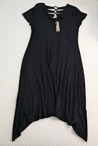 Chicos Damen Essential Tee Kleid einfarbig schwarz Größe 1 Neu mit Etikett - Bild 1 von 11
