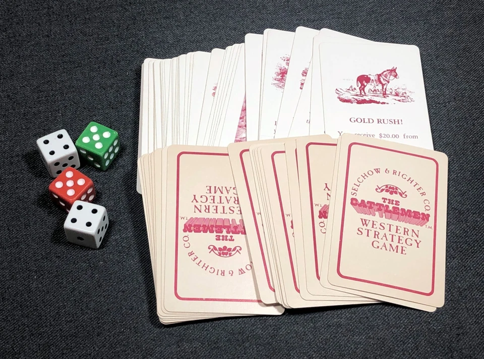 1977 THE CATTLEMEN Board Game Replacement Parts CARD DECK and DICE - Image 1 of 1
