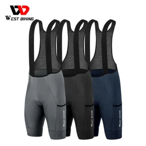 WEST BIKING Hombres Ciclismo Culotte con tirantes Acolchado Larga Distancia Montar Pantalones Cortos Bolsillo - Imagen 1 de 21