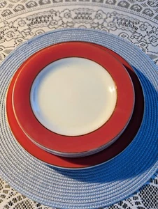 Vintage Pyrex Milk Glass Flamingo Gold Rimmed Plates 6 Pc - Picture 1 of 4
