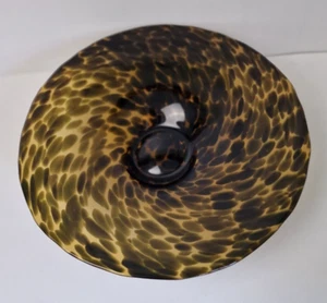 Large Art Glass Bowl footed base 35 cm rim to rim. Brown/Beige. - Picture 1 of 3