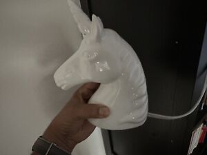 Cute Target Accents White Ceramic Unicorn Head Night Light Lamp 8”