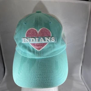 Cleveland Indians Girls Youth Snapback Baseball Cap w Pink Heart 47 Hat - Picture 1 of 11