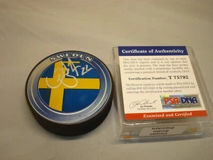 Daniel Sedin Signed Team Sweden Hockey Puck Autographed Canucks PSA/DNA COA 1A - Picture 1 of 4