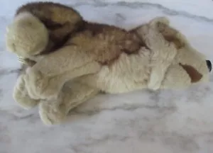 Jaag Husky Welpe Hund - braun/creme Mischung 12" groß sitzen - Mund geöffnet 2014 - Bild 1 von 6