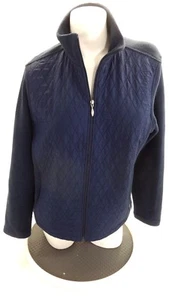 PAGE & TUTTLE WOMEN'S NAVY PLUSH FLEECE QUILTED ZIP FRONT JACKET SIZE M - Picture 1 of 4