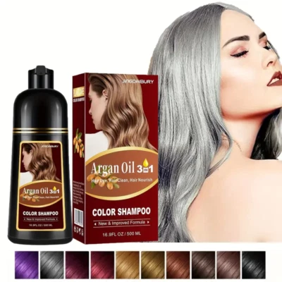 Silver Gray Hair Dye 16.9 Fl Oz, Argan Oil Hair Shampoo,3 in 1 Hair Dye Shampoo - Image 1 of 4