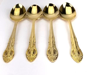 4 Hampton Silversmiths Versailles Gold Electroplated Oval Soup Spoon China - Picture 1 of 4