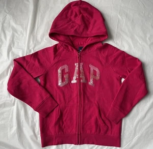 Girl’s GAP Hot Pink Sequin Zip Up Hooded Jacket Size 14-16 - Picture 1 of 6