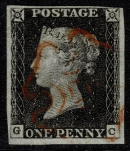 1840 1d Black Pl 1b GC Near 4m Ex Large Gold Collection Re-Entry VFU Cat.£475.00 - Picture 1 of 1