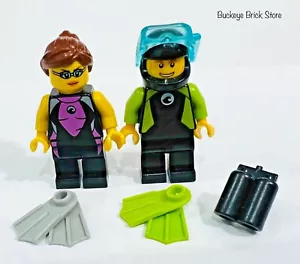 Lego Minifiguren Stadt Junge Mädchen Familie Freunde Taucher Minifiguren Boot Strand Urlaub - Bild 1 von 3