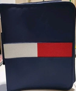 Vintage Tommy Hilfiger Zippered Binder Zip Up 3-Ring Folder W/Handle Blue EUC - Picture 1 of 6