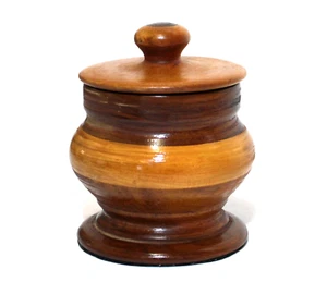 Wood Decorative Box Round Canister Two Tone Stain - Picture 1 of 5