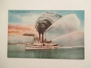 Portland Oregon Postcard Fire Boat Ship OR - Picture 1 of 2