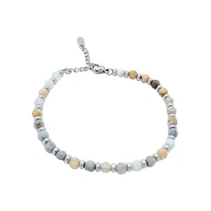 Naturale Giada Gemme Perline Bracciale Marrone Chiaro DONNA UOMO - Foto 1 di 5