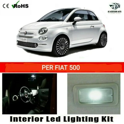 KIT FULL LED INTERNI PER FIAT 500 PLAFONIERA ANTERIORE+BAGAGLIAIO 6000K COMPLETO - Immagine 1 di 4