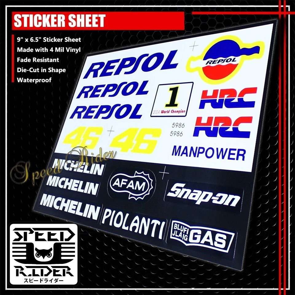 RACING SPONSOR STICKER DECAL MOTORCYCLE DIRK BIKE ATV FOR HONDA #46 GEAR HELMET - Image 1 of 1