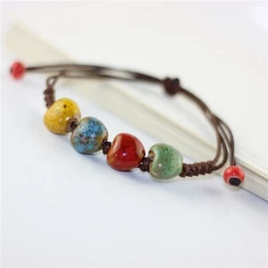 NEW Love Heart Ceramic Blue Red Bracelet Fashion Jewellery Cuff Overlay Vintage - Picture 1 of 5