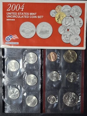 2004 P&D Mint Set Brilliant Uncirculated US with Envelopes & COAs (22 Coin Set) - Image 1 of 4