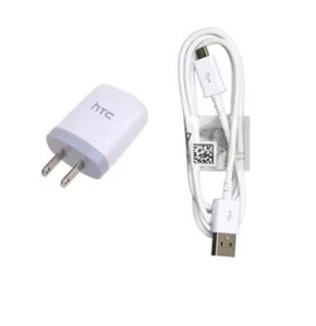 NEW Original OEM WHITE HTC One USB Cable+Home/Wall Travel Charger Workalso M7 M8 - Picture 1 of 1