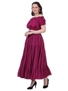 Wevez Burgundy Jaipur Belly Dancers 25 Yard Cotton Skirt - Indiantrend - Picture 1 of 5