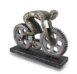 Escultura Polystone People con Bicicleta, 10" x 3" x 8", Plateada - Imagen 1 de 5