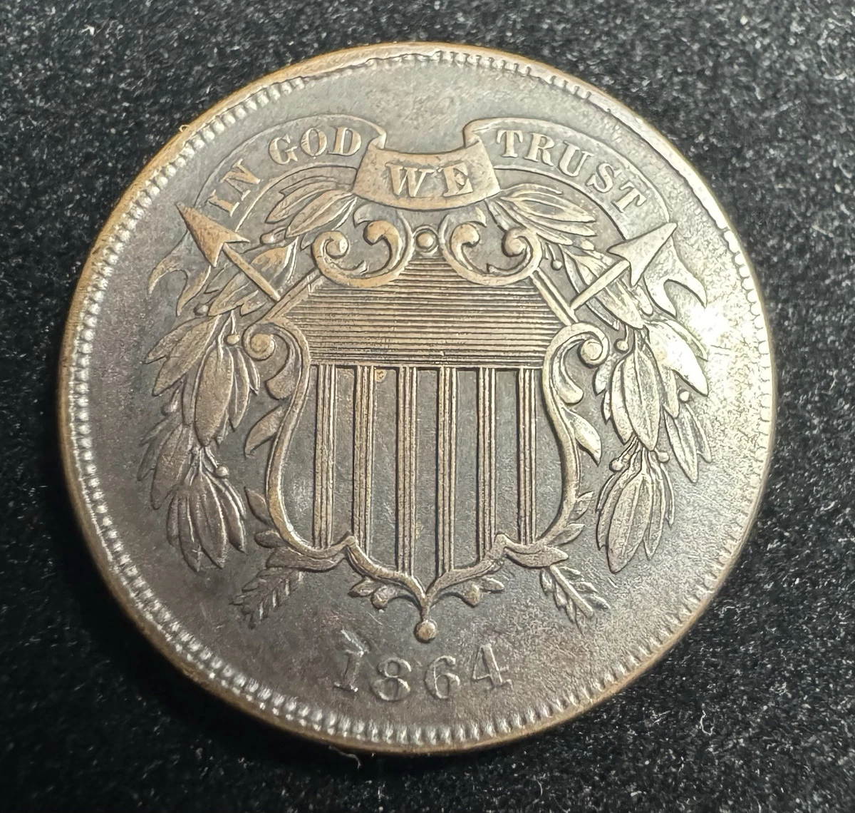 アメリカ　２セント銅貨　1864年 美品 アメリカ 2セント銅貨 1864年 美品 アメリカ 2セント銅貨 1864年 美品 -