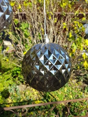 Pallina per albero di Natale LED grigio-argento palla di Natale sfera di vetr... - Immagine 1 di 4