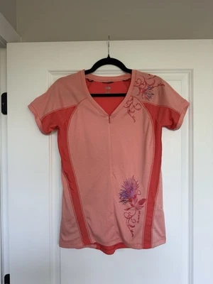 Jersey de ciclismo The North Face Sidewinder flores naranja radiante UPF 30 talla mediana Foto 1 de 4