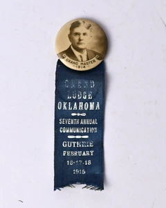 1915 Großloge Guthrie Oklahoma Pinback Abzeichen Band - Freimaurer - Bild 1 von 6