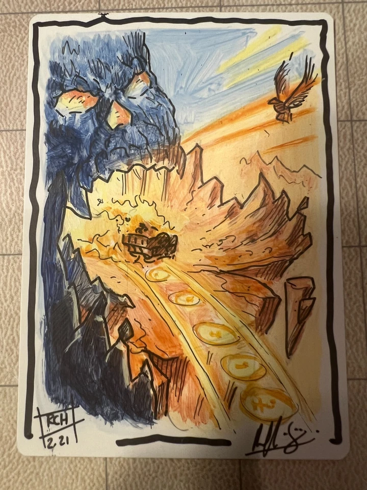 MTG Artist Proof Howling Mine Commander 2016 Ralph Horsley Ink Sketch - Image 1 of 2