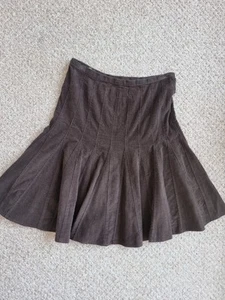 M&S Vintage Y2k Brown Corduroy Flared Midi Skirt - Picture 1 of 5