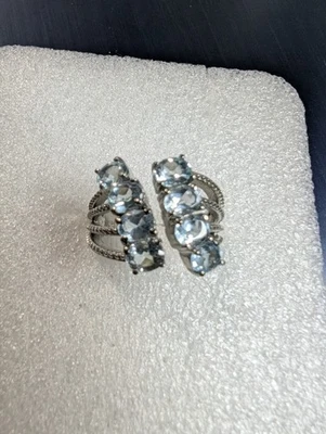 Anillo Topacio Azul Cielo Acero Inoxidable Talla 7 3.40 ctw DAD954 Foto 1 de 4