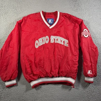 Pulôver vermelho grande jaqueta corta-vento vintage anos 90 Ohio State Buckeyes Starter - Imagem 1 de 4
