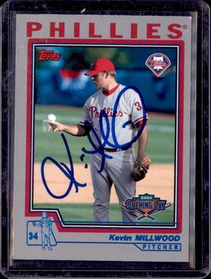 2004 年 Topps 开幕日 #27 费城人队凯文·米尔伍德签名/签名 IP — 第 1/2 张图片