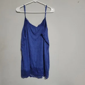 Womens Cami Shell Tank Top Size 3X Indigo Blue Lace Stretchy Top Shirt - Picture 1 of 4