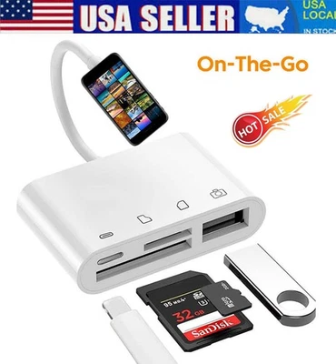 🔥4 en 1 USB3.0 OTG Adaptador Unidad Flash SD/TF Lector de Tarjetas para iPhone/iPad/Cámara Foto 1 de 4