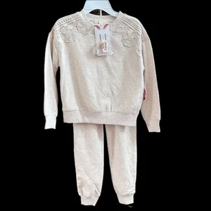 Btween 2Pc Jogging Suit Girls Size 7 Ivory Floral Crochet, Bonus Hair  Clip NEW! - Picture 1 of 10