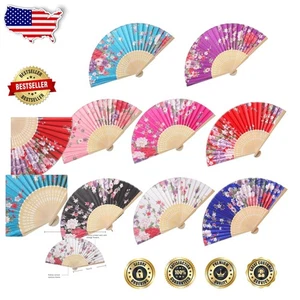 Luxus Blumen Handfächer - 8 zufällige Satin Faltfächer für Partys & Kostüme - Bild 1 von 8